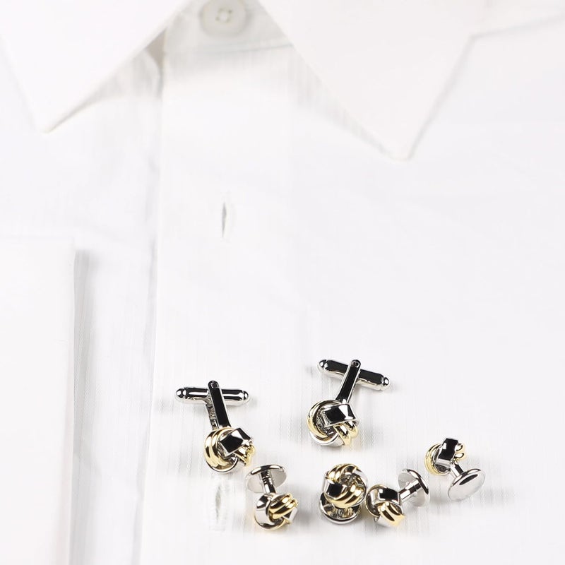MENDEPOT Men Formal Wear Dress Shirt Cufflinks And Studs Set With Box Wedding Groom Groomsmen Gift - Image 3